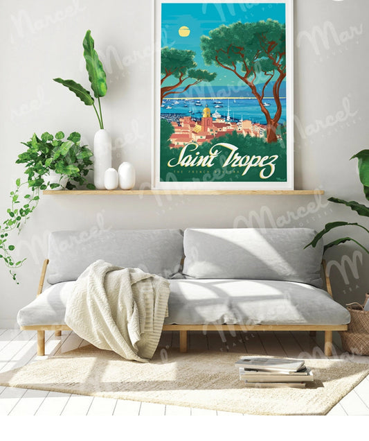Affiche SAINT TROPEZ «  The  French Riviera »