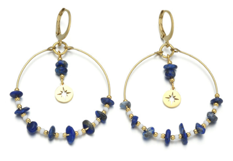Boucle d’oreille LAZULI CRISTAUX DE MER