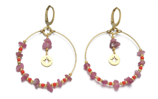 Boucle d’oreille CRISTAUX DE CORAIL VIOLET