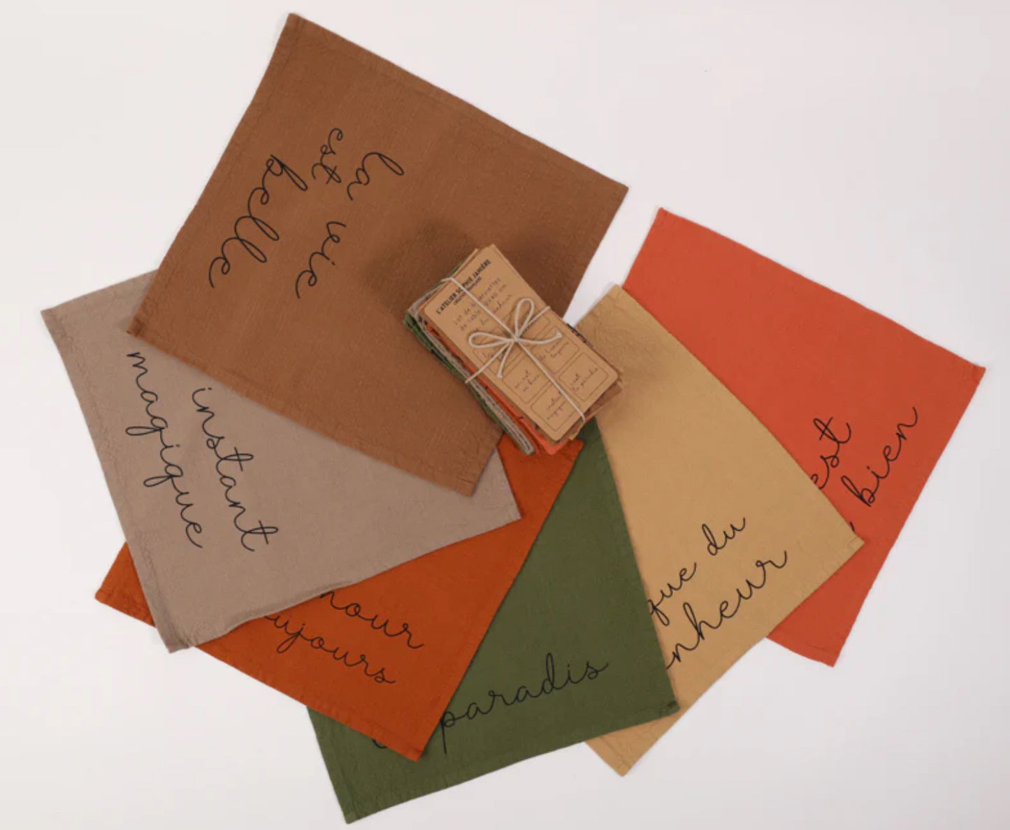 Lot de 6 serviettes de table « que du bonheur »