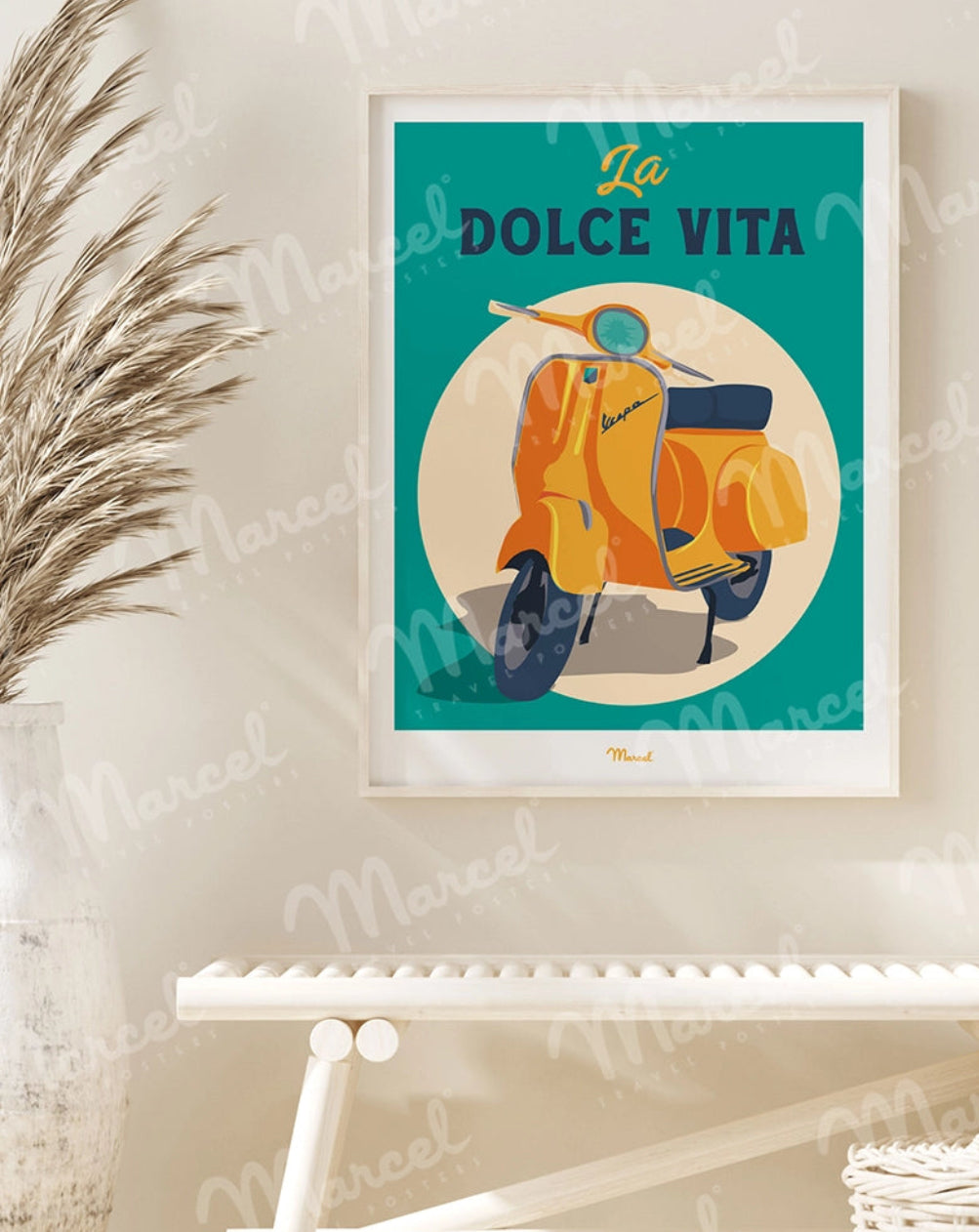 Affiche La Dolce Vita en vespa