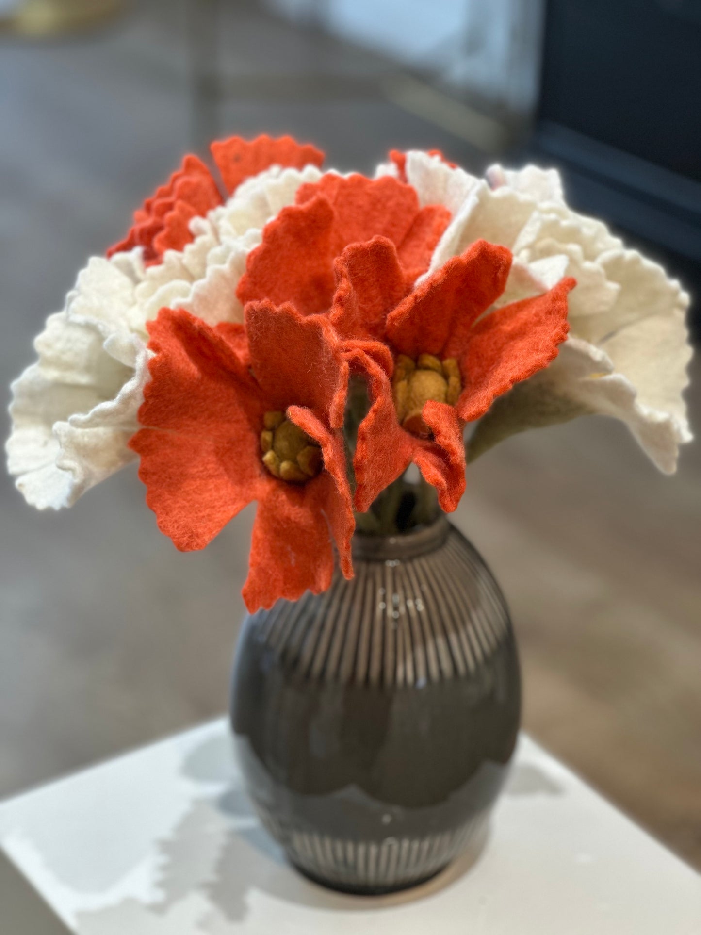 Fleur Pavot Blanc et Corail