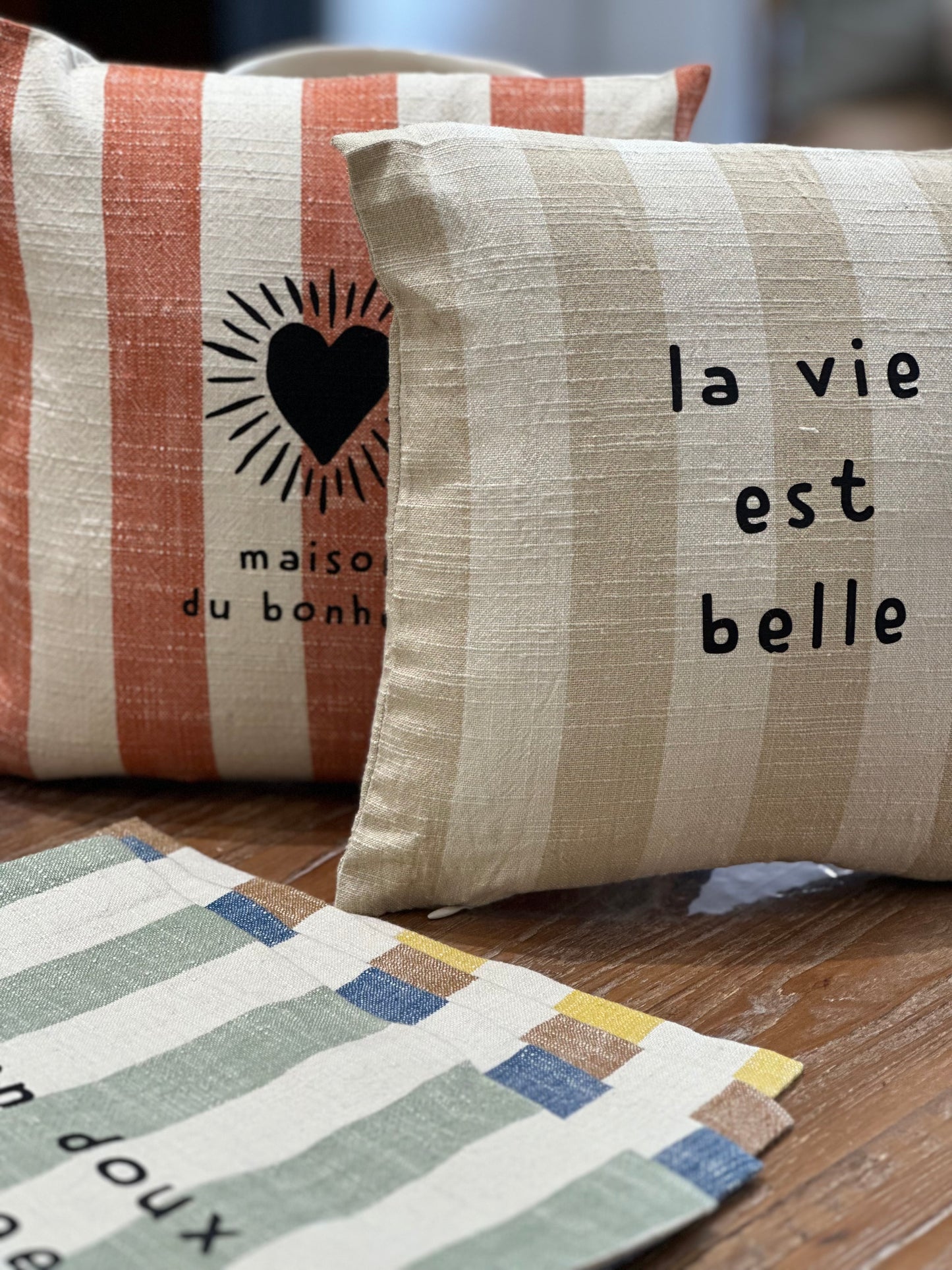 Mini coussin rayures