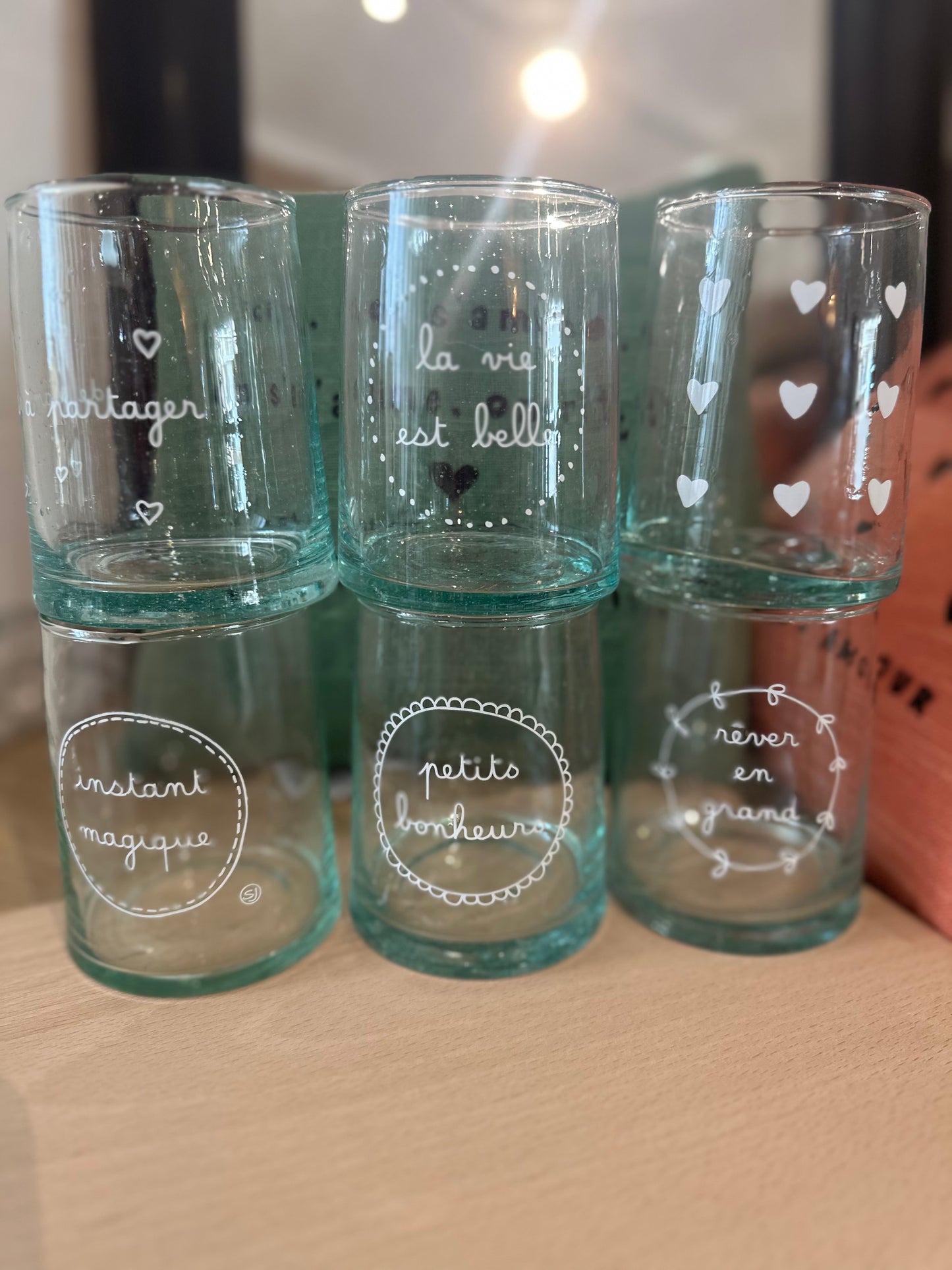 Lot de 6 verres BELDI «  LES PETITS BONHEURS «