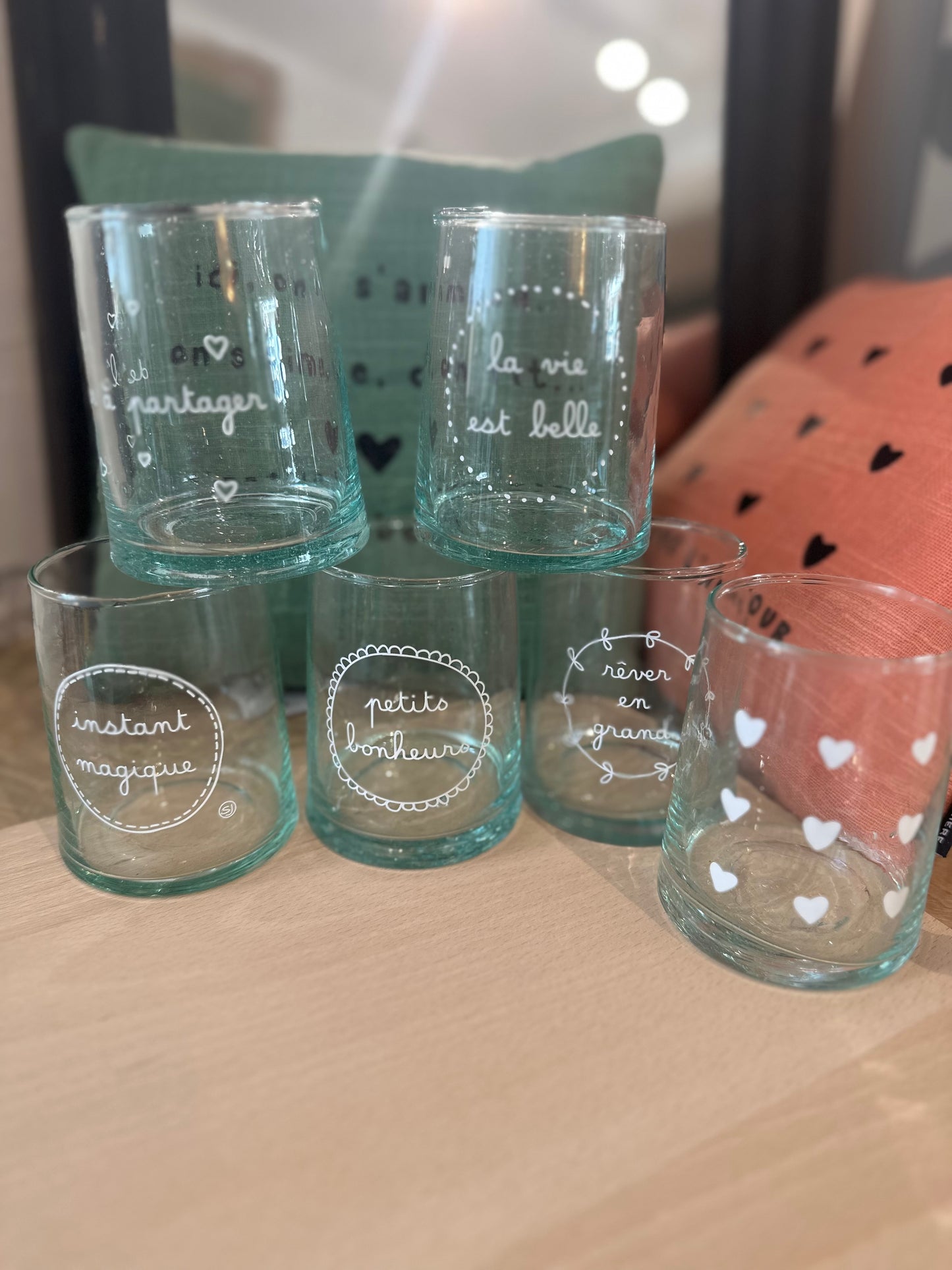 Lot de 6 verres BELDI «  LES PETITS BONHEURS «