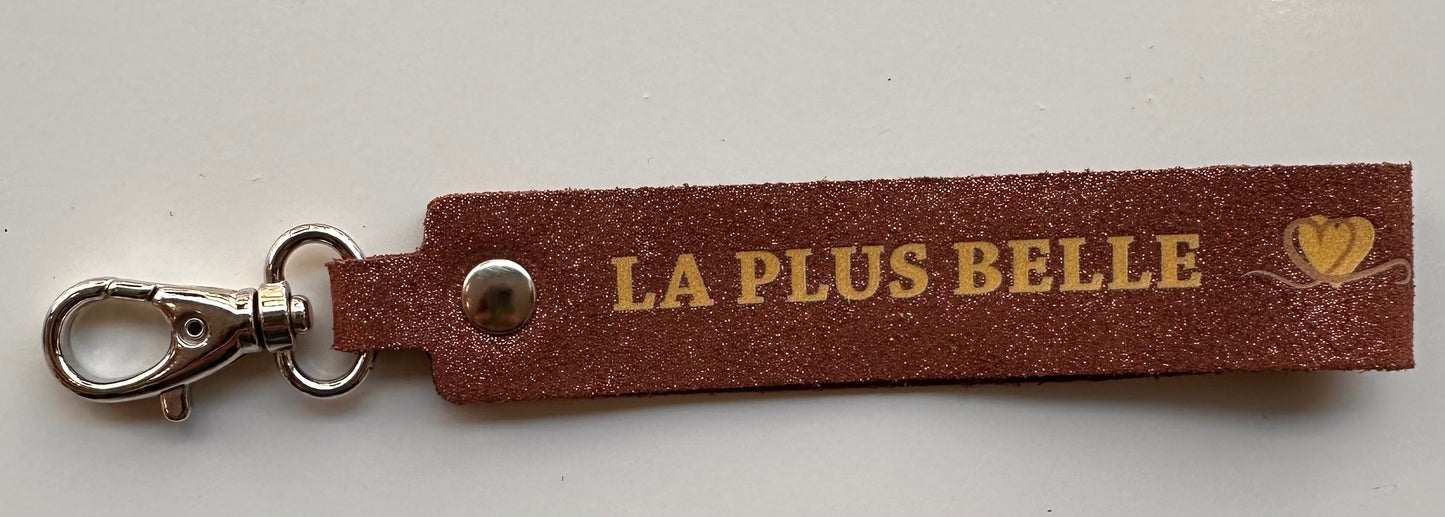 Porte-clés message « La plus belle »