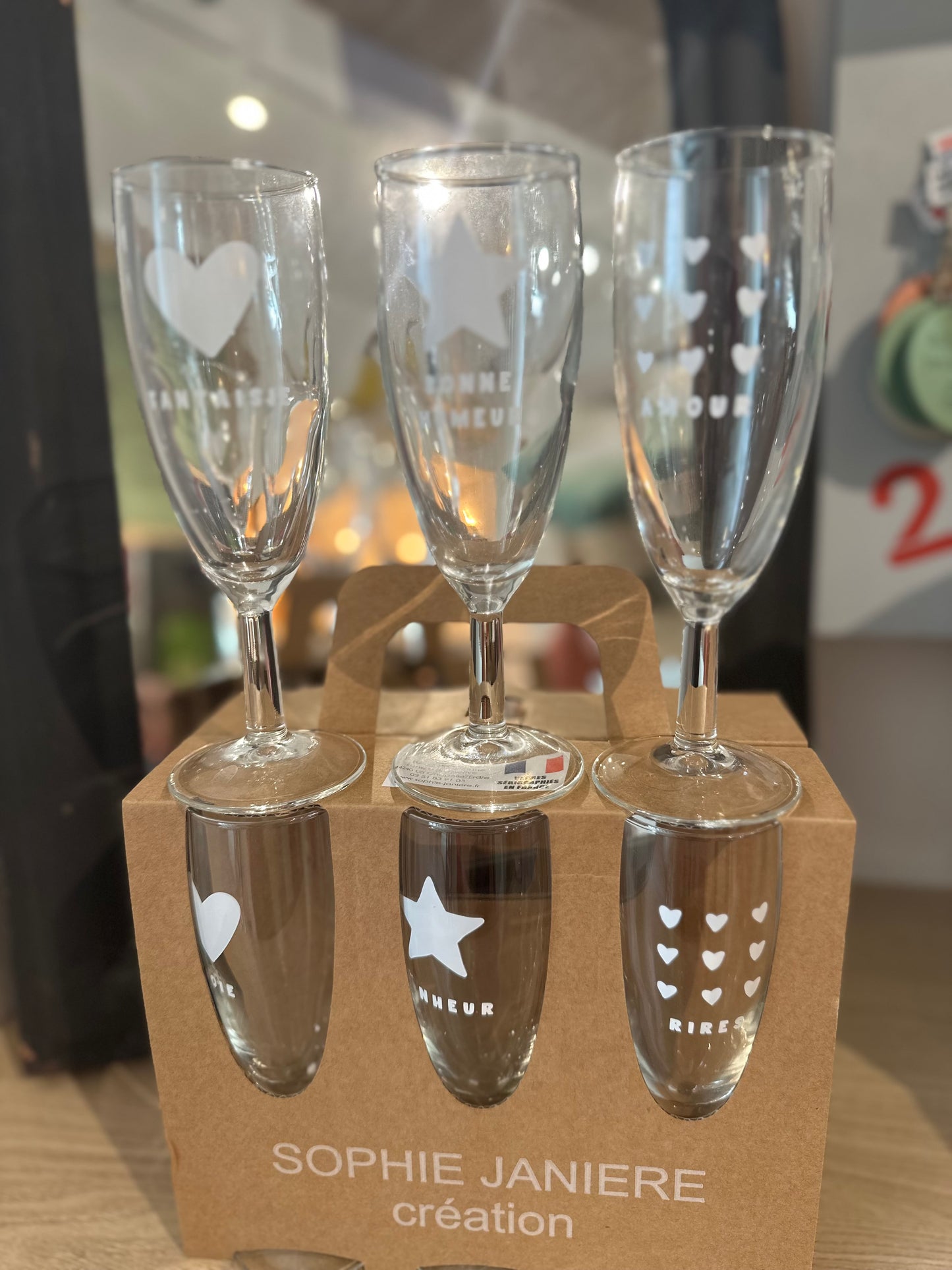 Lot de 6 flûtes « AMOUR BONHEUR »