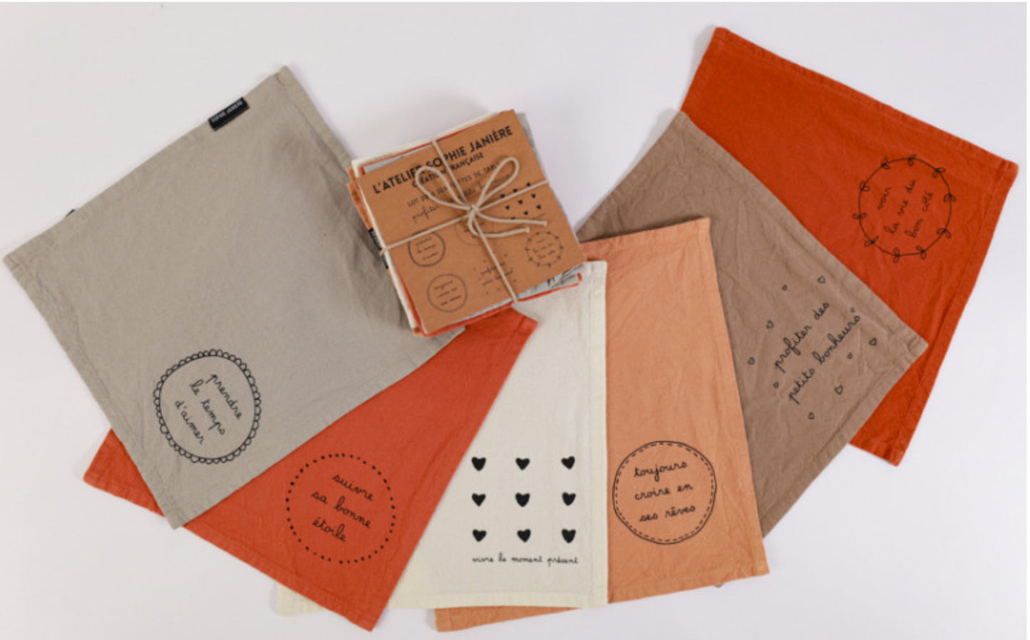 Lot de 6 serviettes « Profiter des petits bonheurs »