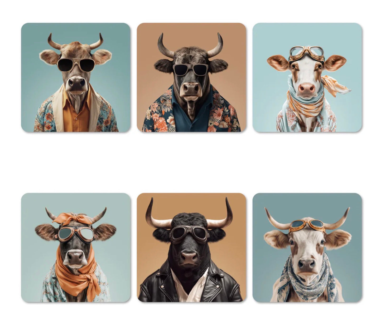 Coffret dessous de verre Funny Cows