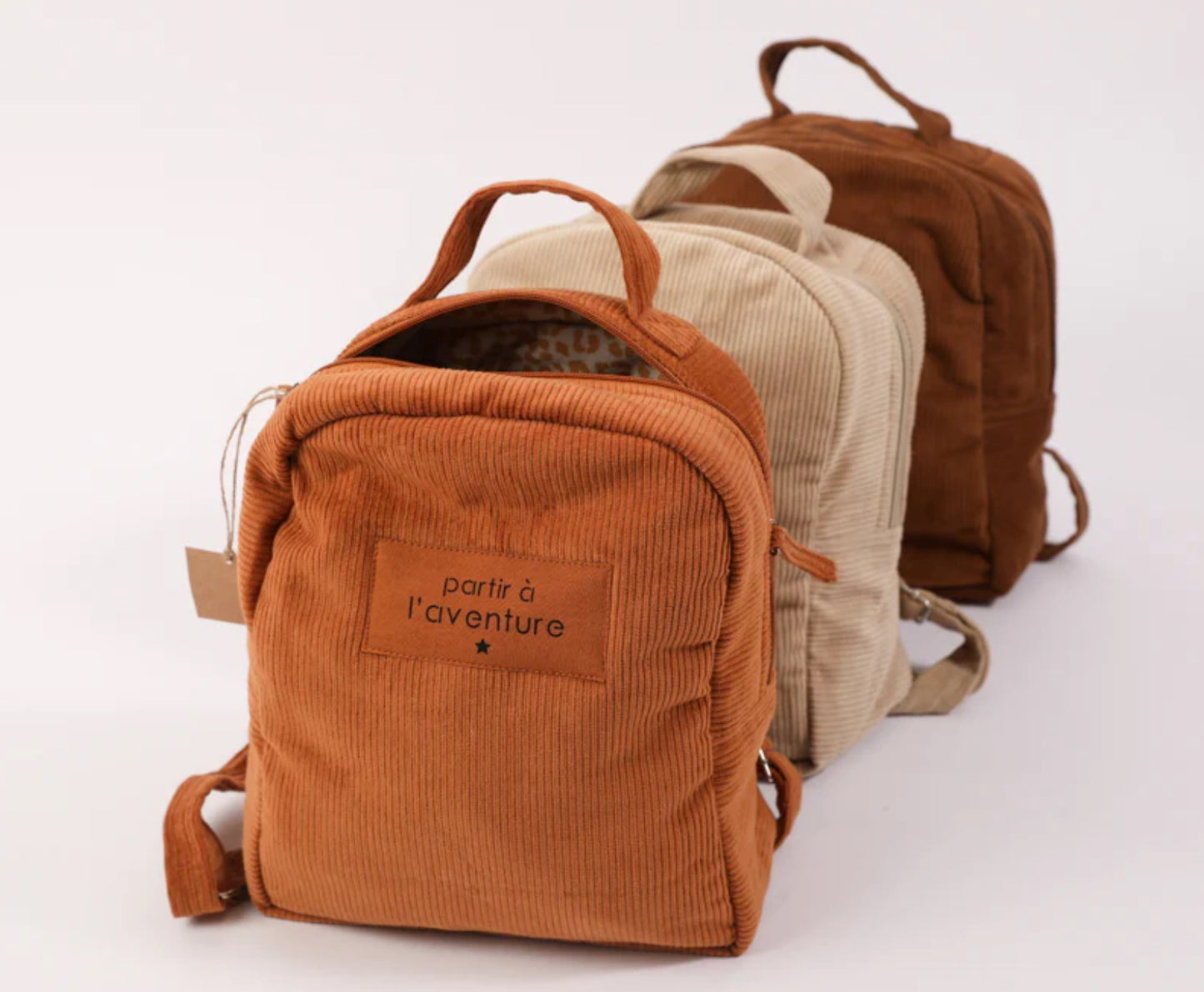 Sac à dos velours « partir à l’aventure «