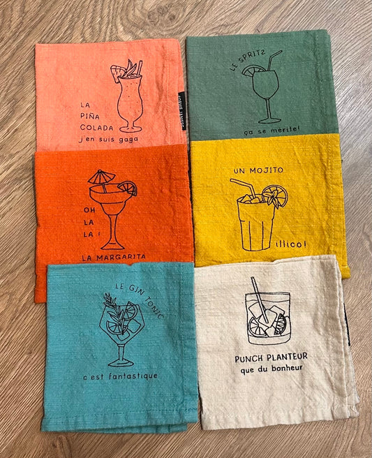 Lot de 6 serviettes apéro « à chacun son apéro »