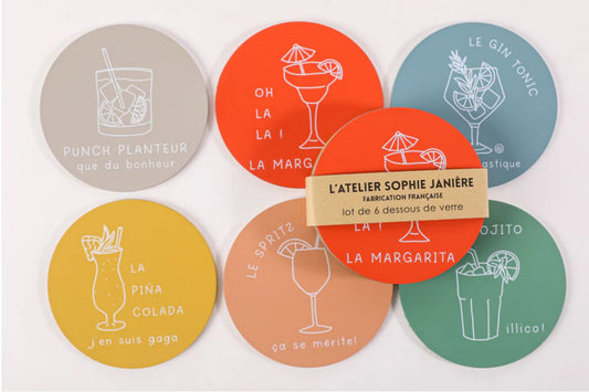Lot de 6 dessous de verre cocktails