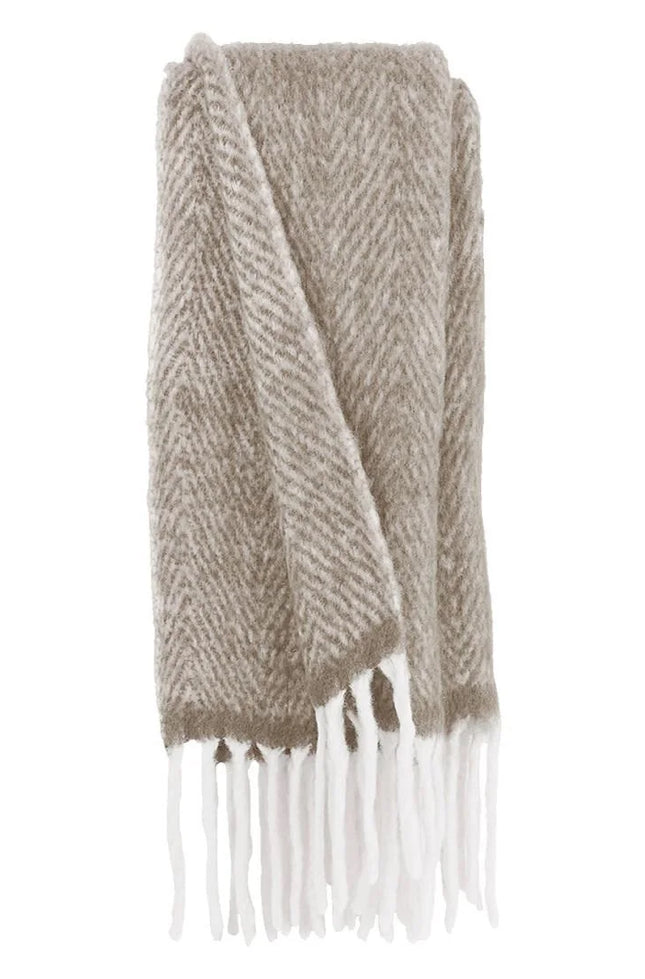 Grande écharpe douce laine mélangée Baltik chevrons chamois