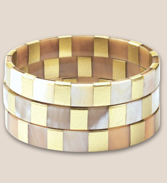 Bracelet Corne Rayure or 01