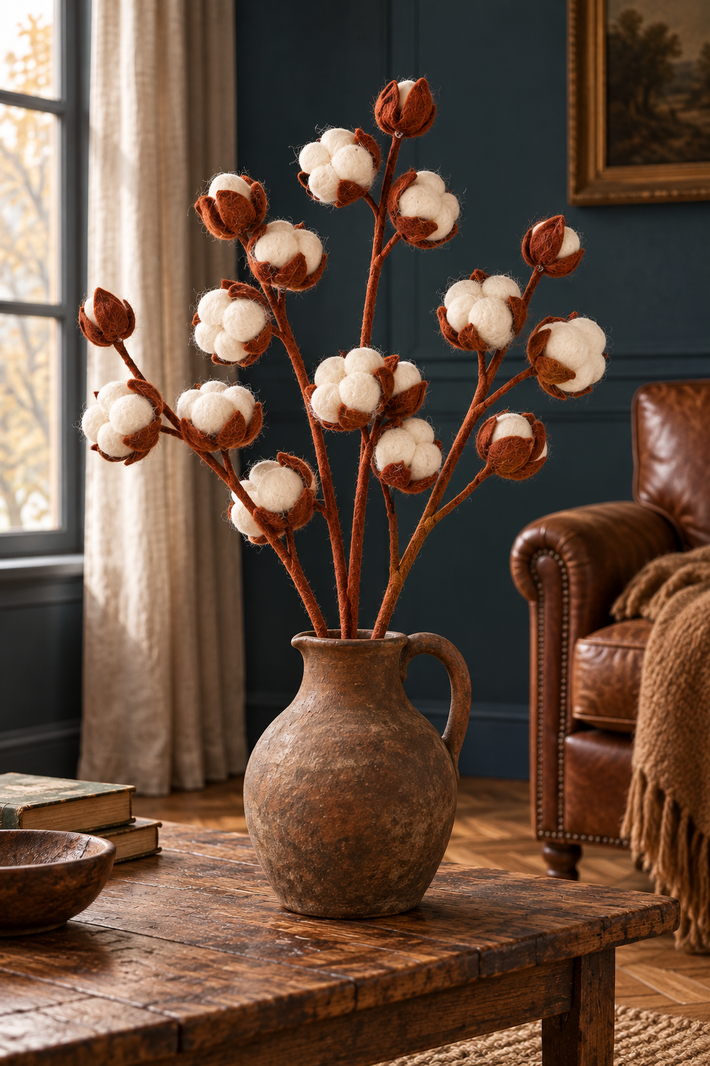Fleur de coton en feutrine