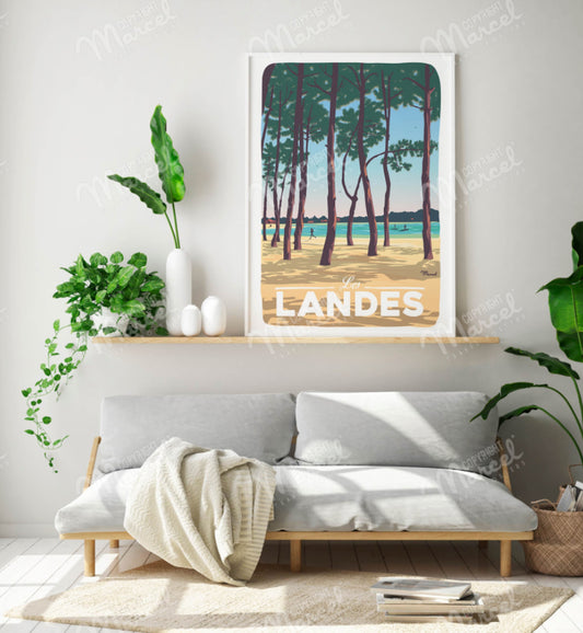 Affiche LES LANDES « au bord du lac »