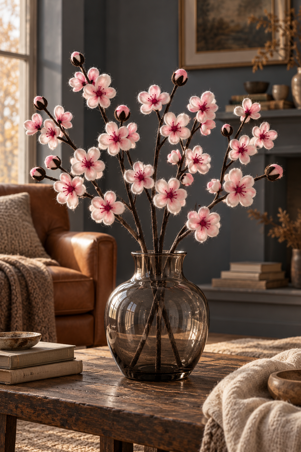 Branche de Fleurs de Cerisier en feutrine