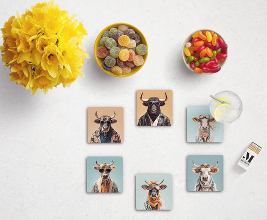 Coffret dessous de verre Funny Cows