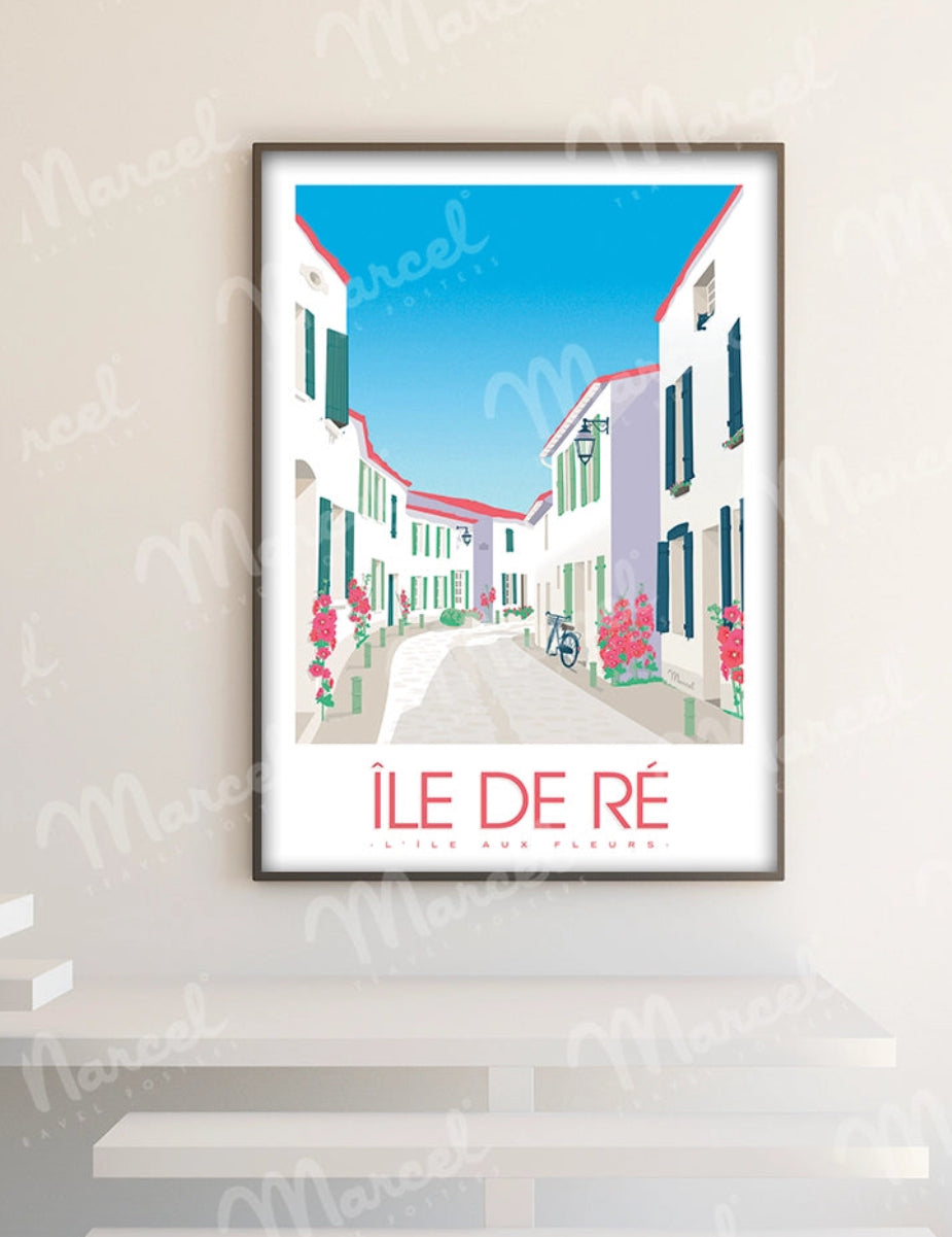 Affiche L’ÎLE DE RÉ «  l’île aux fleurs »
