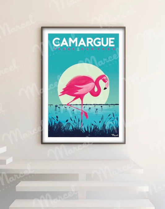 Affiche CAMARGUE « flamingos »