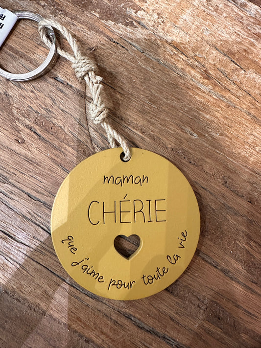 Porte clé disque « Maman chérie »