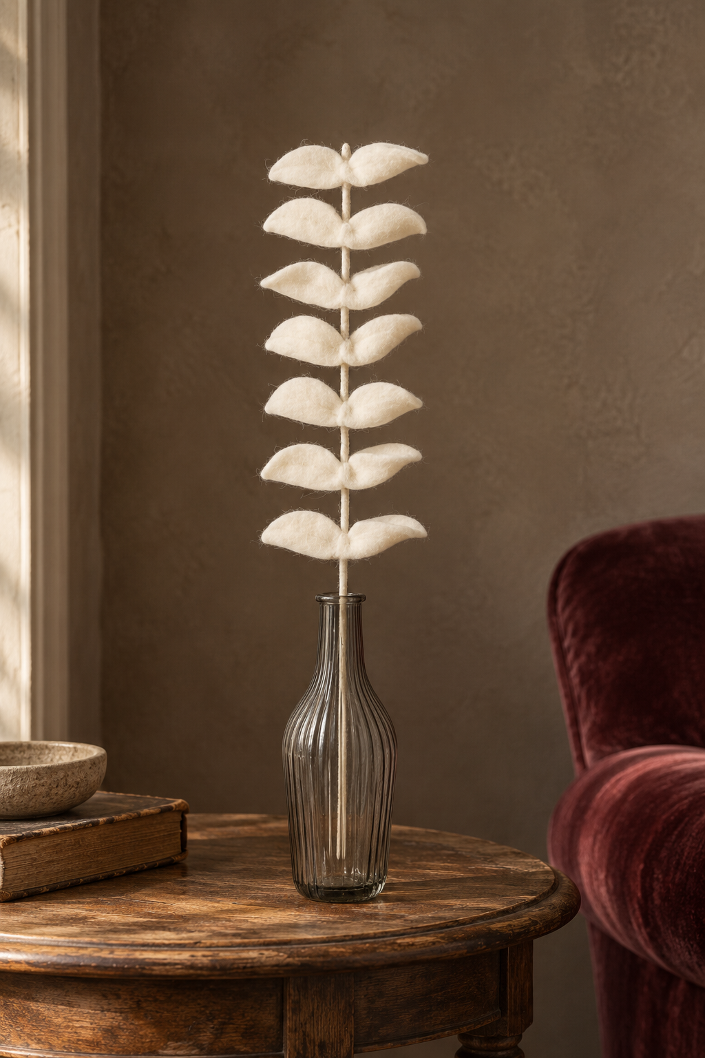 Eucalyptus blanc en laine feutrée