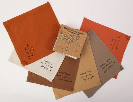 Lot de 6 serviettes de table  « suivre sa bonne étoile »