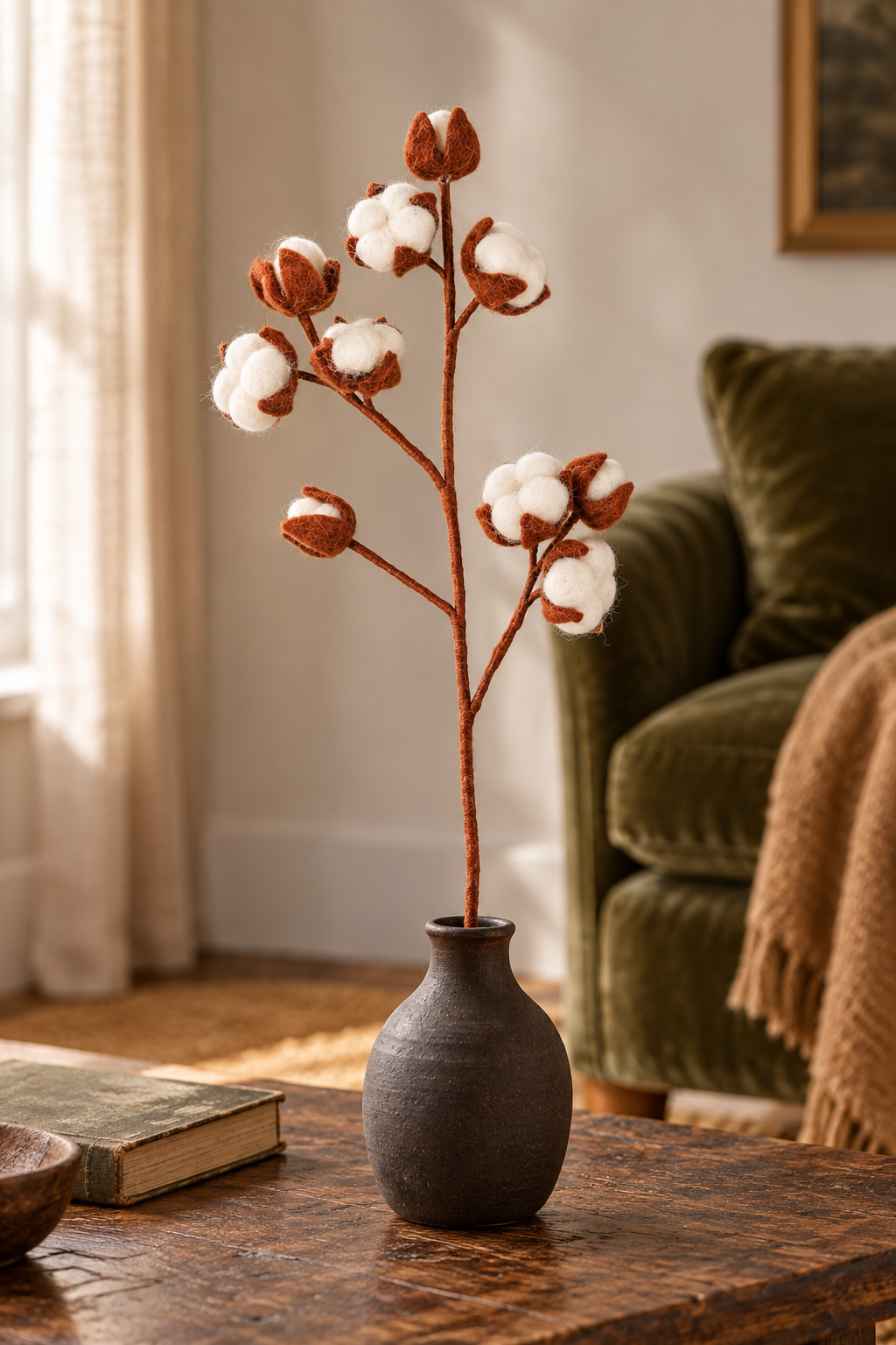 Fleur de coton en feutrine