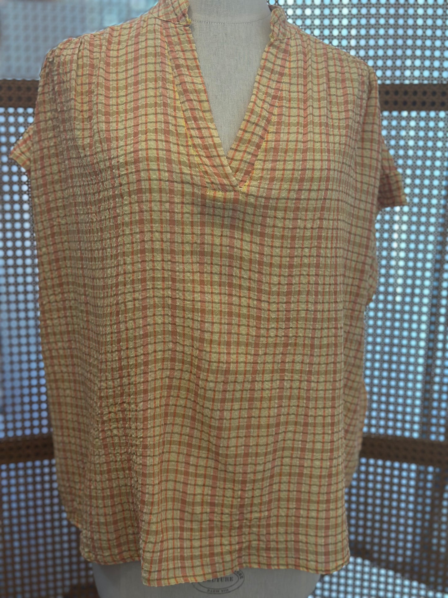 Blouse Douceur d’été – Carreaux terracotta