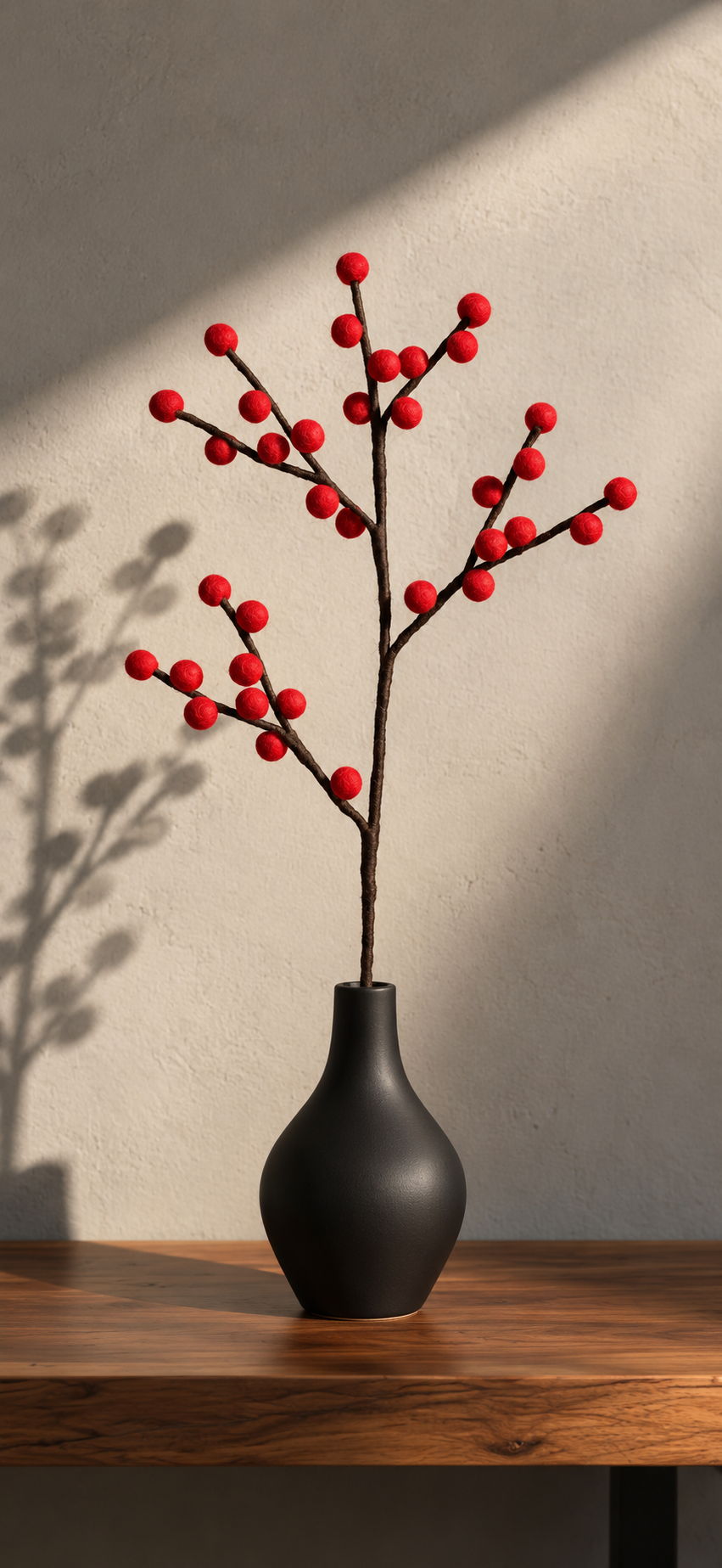 Branche de Baies Rouges en Feutrine