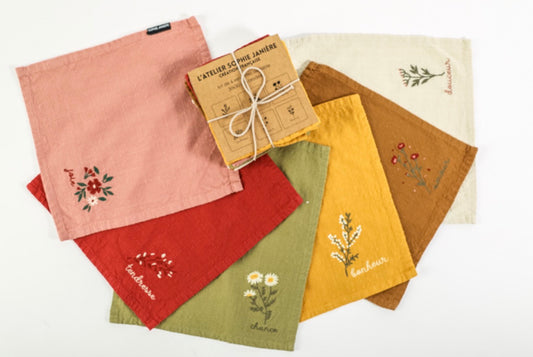 Lot de 6 serviettes de table brodées