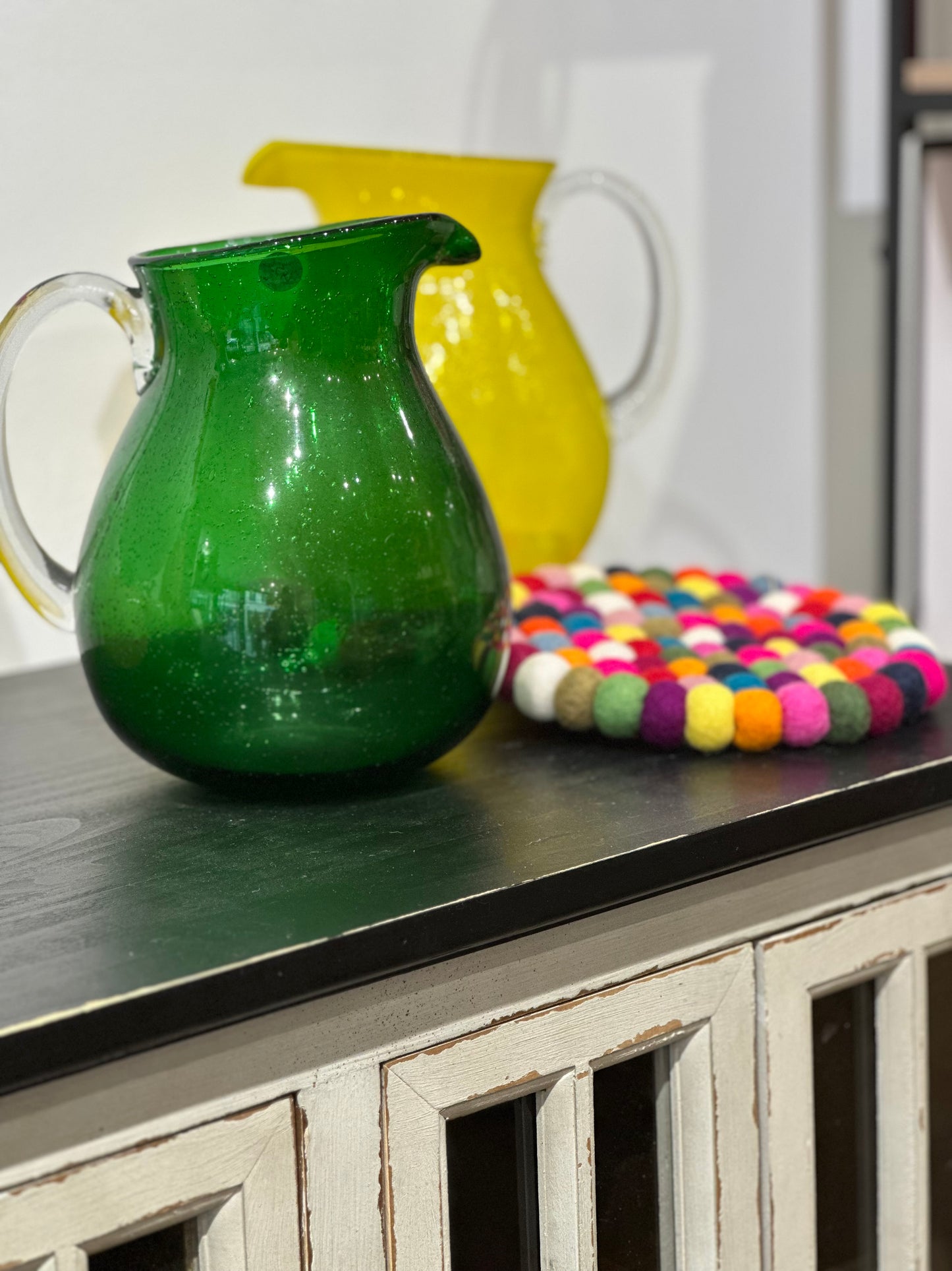 Dessous de plat multicolor en boules de feutrine