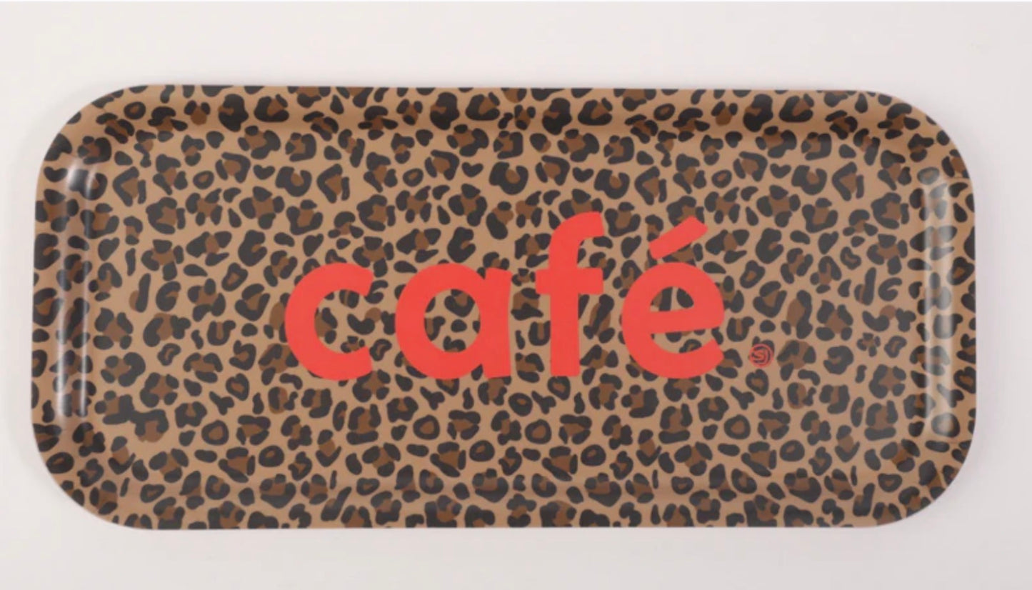 Plateau rectangle café léopard