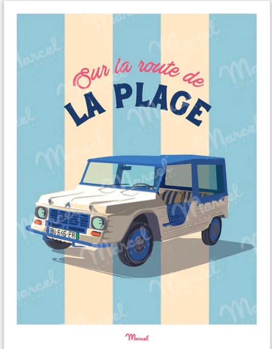 Affiche Travel color SUR LA ROUTE DE LA PLAGE