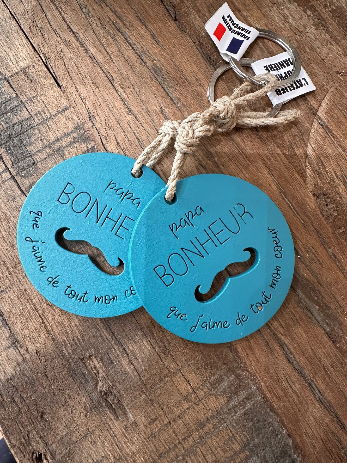 Porte clé disque « Papa bonheur »